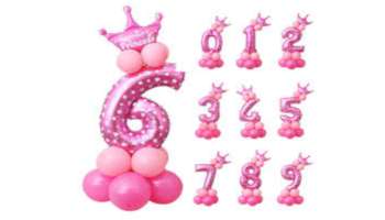 balony napełniane helem - cyfry w koronie - róż